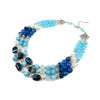 Exclusive necklace &quot;Ocean freshness&quot; Agate facet, Aquamarine, Lunar, Cat&#039;s eye, 3 rows