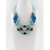 Exclusive necklace &quot;Ocean freshness&quot; Agate facet, Aquamarine, Lunar, Cat&#039;s eye, 3 rows