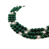 Exclusive necklace &quot;Nymph 2&quot; Malachite sphere, Pearls, 3 rows