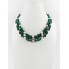 Exclusive necklace &quot;Nymph 2&quot; Malachite sphere, Pearls, 3 rows