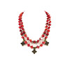 Exclusive necklace &quot;Red Lily&quot; Coral cube, 2-row sphere