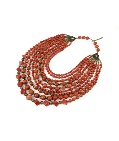 Exclusive necklace "Coral look" Sponge coral, 9 rows