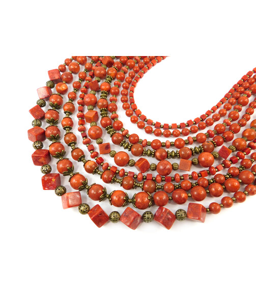 Exclusive necklace "Coral look" Sponge coral, 9 rows