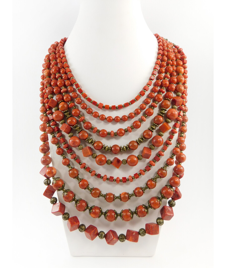 Exclusive necklace "Coral look" Sponge coral, 9 rows