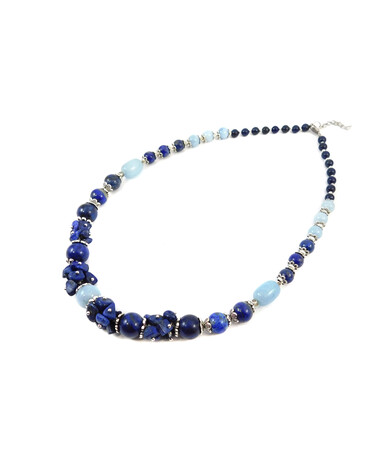 Exclusive necklace "Andromeda" lapis lazuli, aquamarine sphere