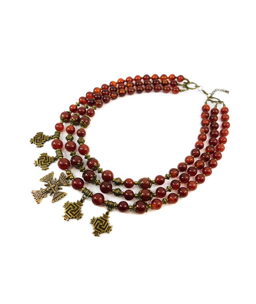 Exclusive necklace "Vseslava" carnelian sphere