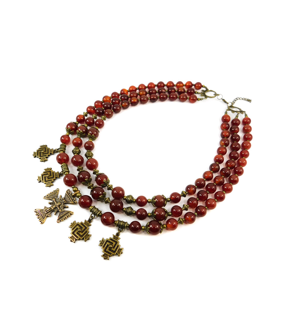 Exclusive necklace "Vseslava" carnelian sphere