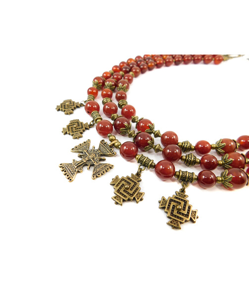 Exclusive necklace "Vseslava" carnelian sphere