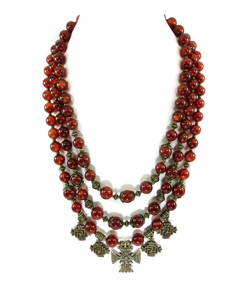 Exclusive necklace "Vseslava" carnelian sphere