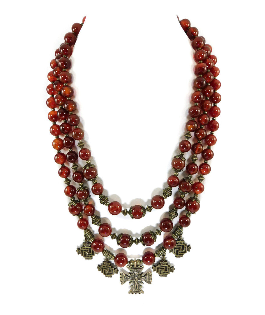 Exclusive necklace "Vseslava" carnelian sphere