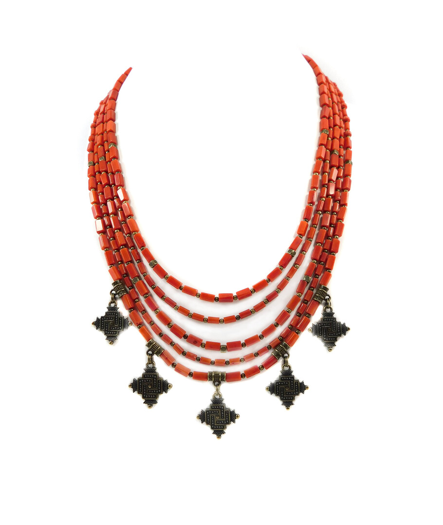 Exclusive necklace "Amulet" Coral cylinder, washer