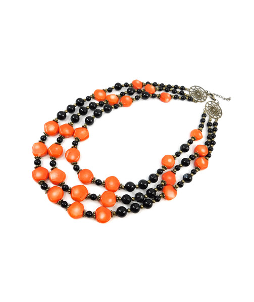 Exclusive necklace "Sunset Ray" Coral, Agate