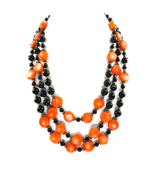 Exclusive necklace "Sunset Ray" Coral, Agate