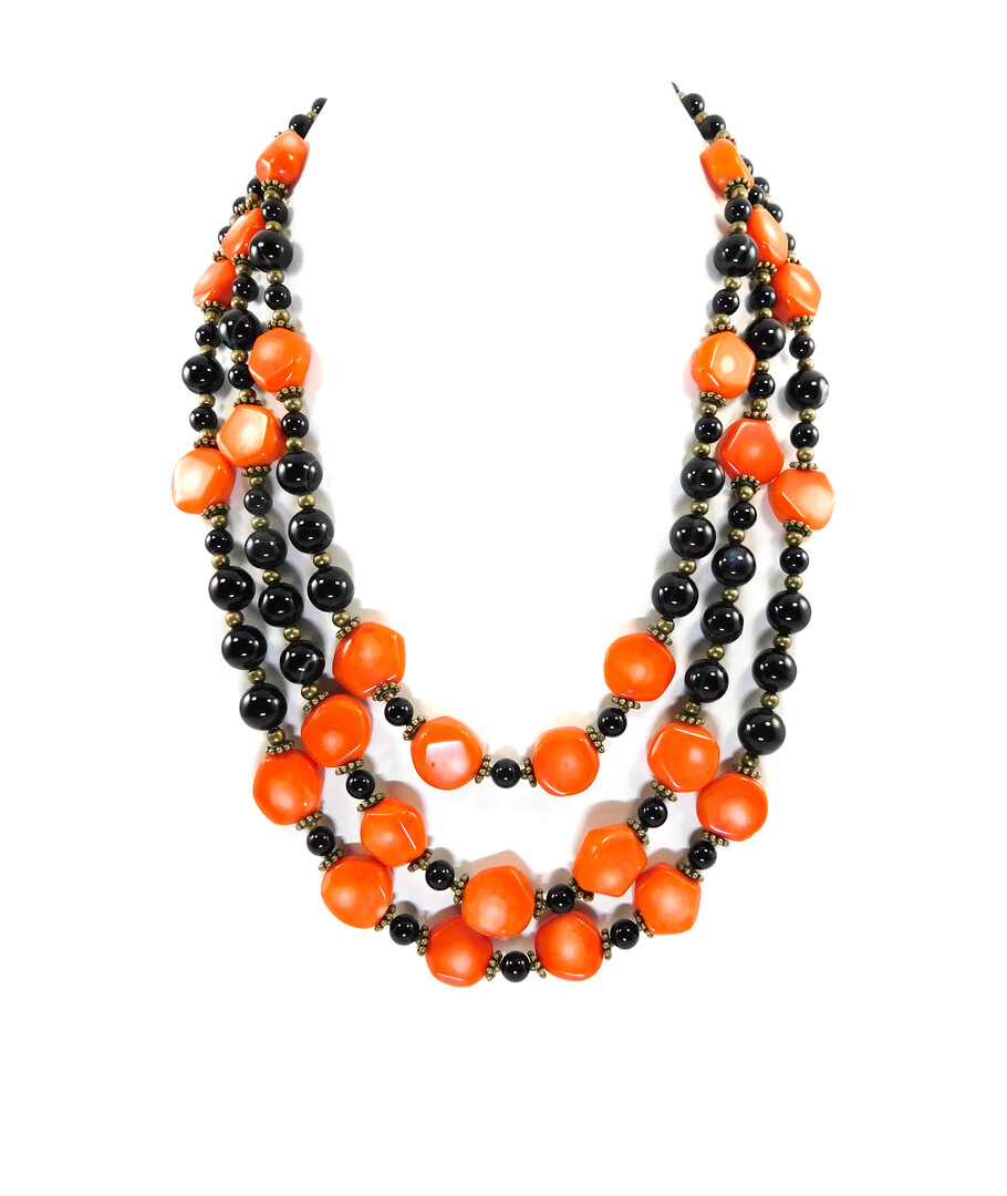 Exclusive necklace "Sunset Ray" Coral, Agate