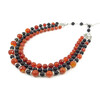 Exclusive necklace &quot;Poppy and honey&quot; Carnelian facet, Agate sphere