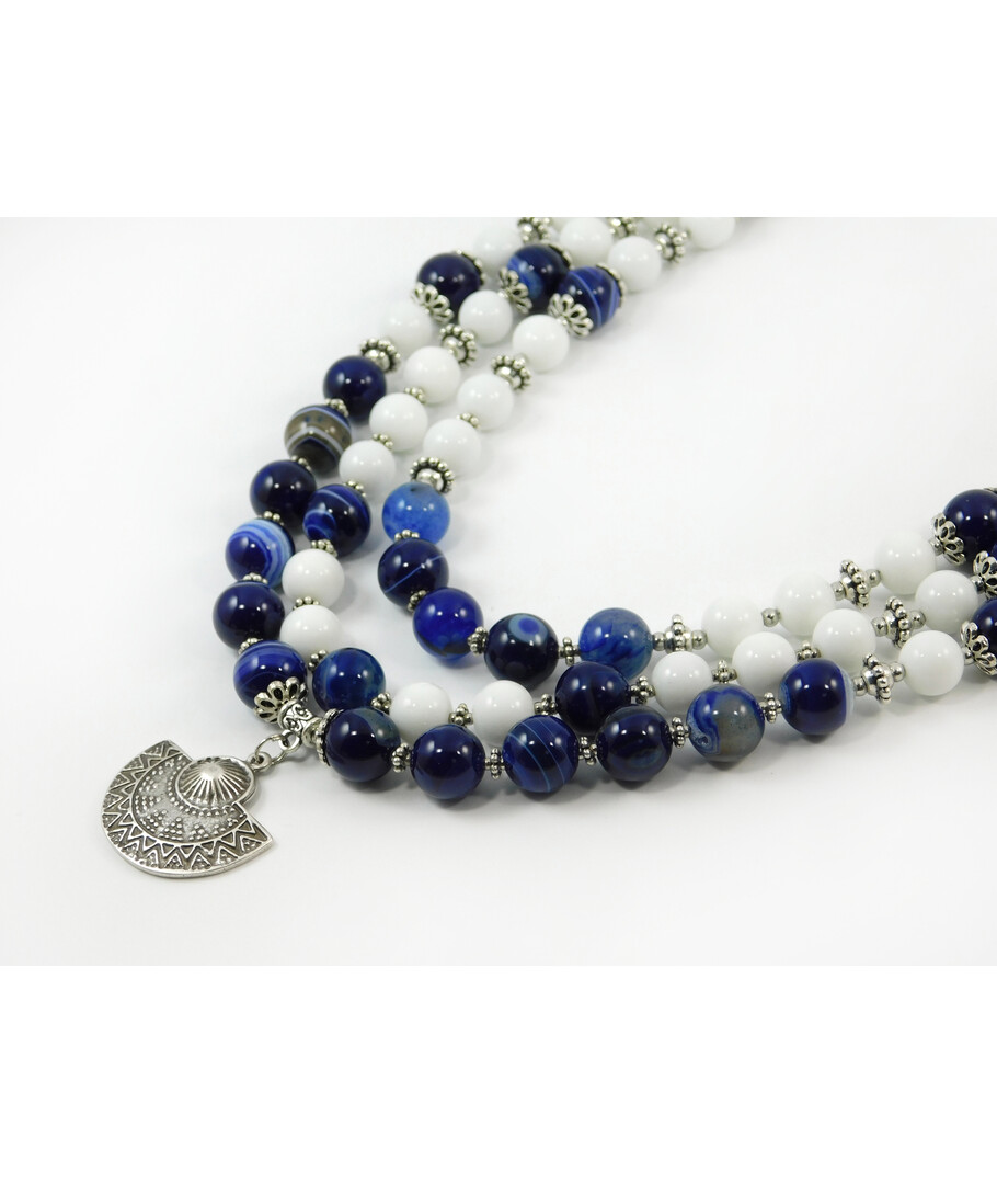 Exclusive necklace "Rodoslava" Agate, 3 rows