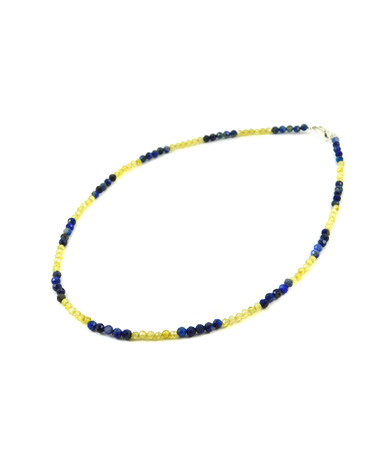 Exclusive necklace "Ukraine" lapis lazuli, faceted zircon