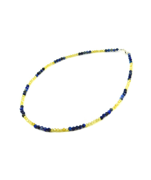 Exclusive necklace "Ukraine" lapis lazuli, faceted zircon