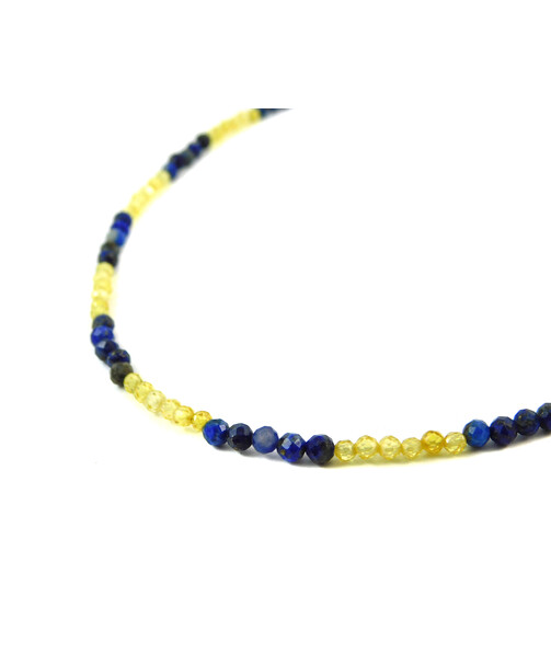 Exclusive necklace "Ukraine" lapis lazuli, faceted zircon