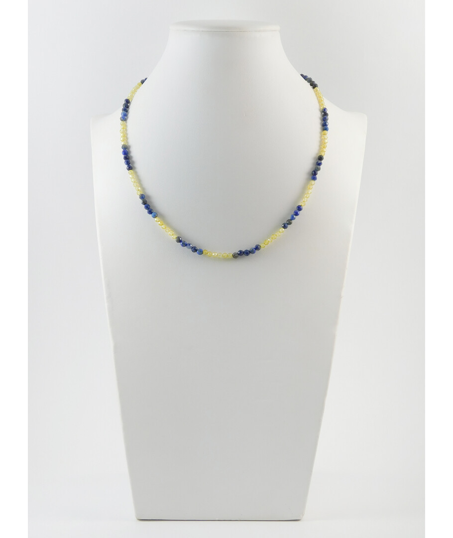 Exclusive necklace "Ukraine" lapis lazuli, faceted zircon