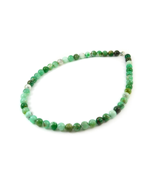 Chrysoprase necklace in rock, silver