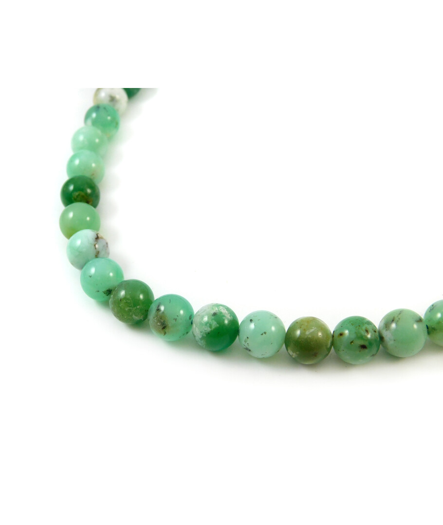 Chrysoprase necklace in rock, silver