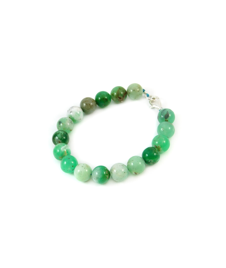 Chrysoprase bracelet in rock, silver