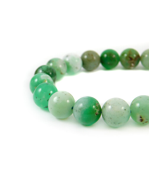 Chrysoprase bracelet in rock, silver