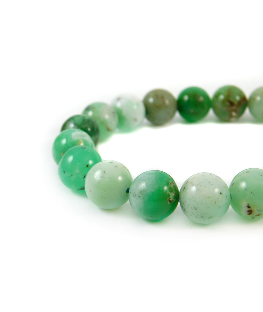 Chrysoprase bracelet in rock, silver