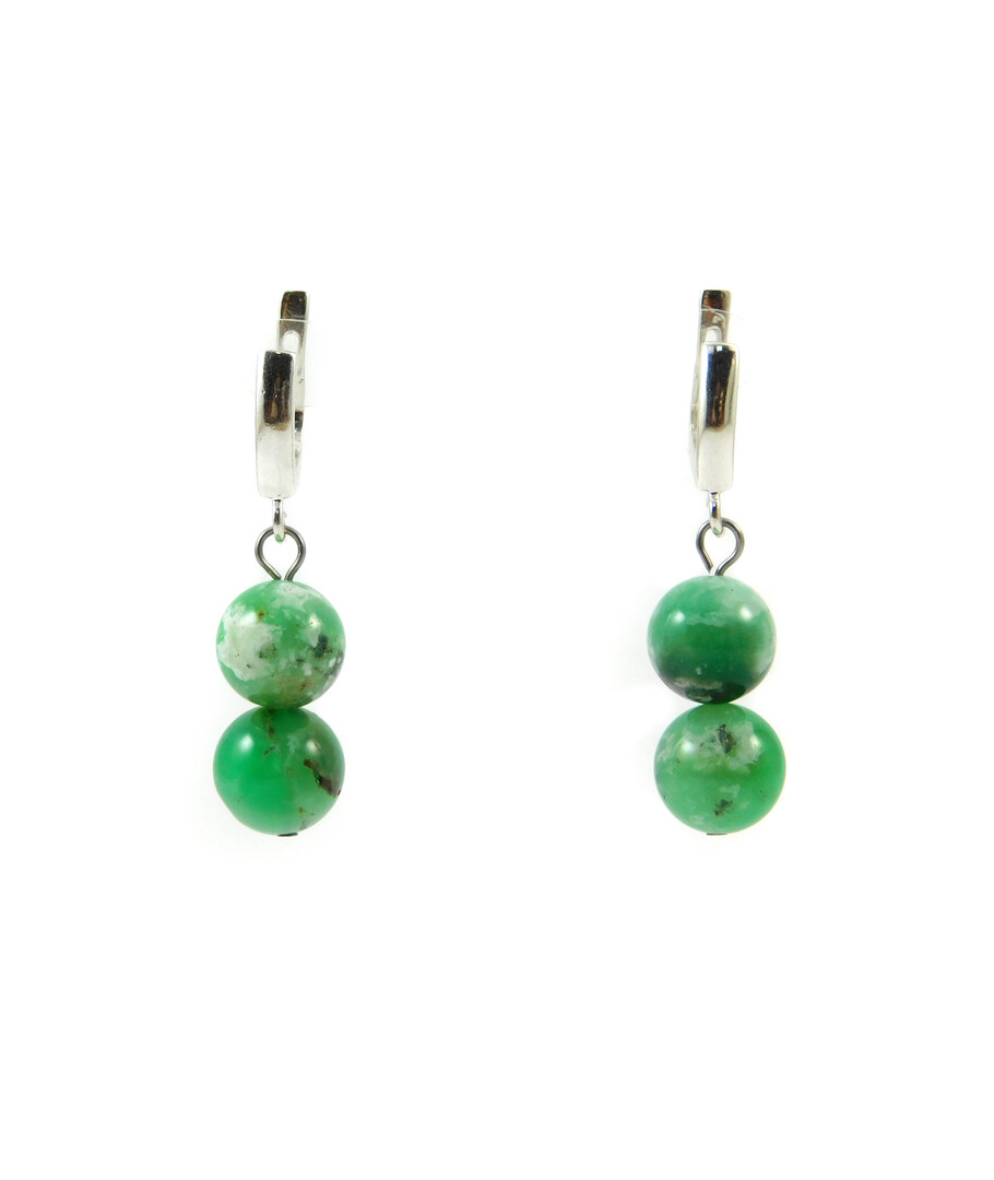 Chrysoprase earrings in rock, silver