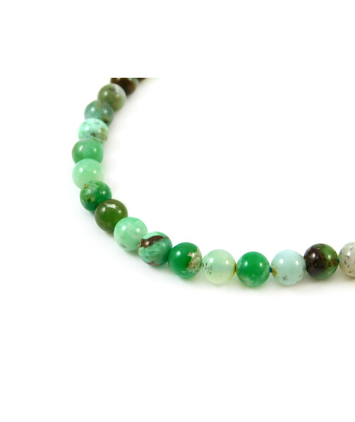 Chrysoprase necklace in rock, silver