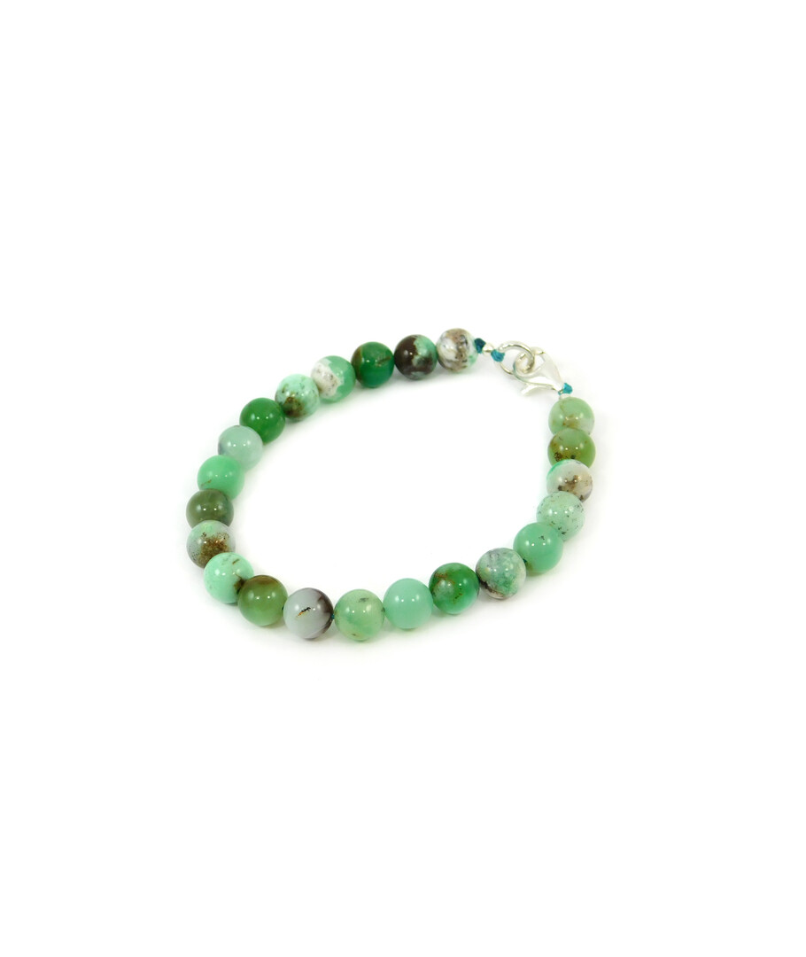 Chrysoprase bracelet in rock, silver