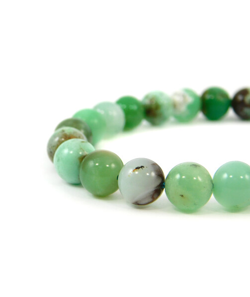 Chrysoprase bracelet in rock, silver