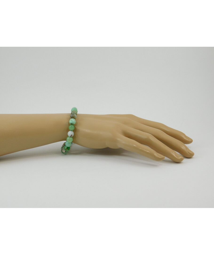 Chrysoprase bracelet in rock, silver