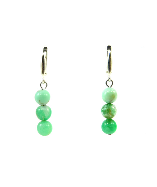 Chrysoprase earrings in rock, silver