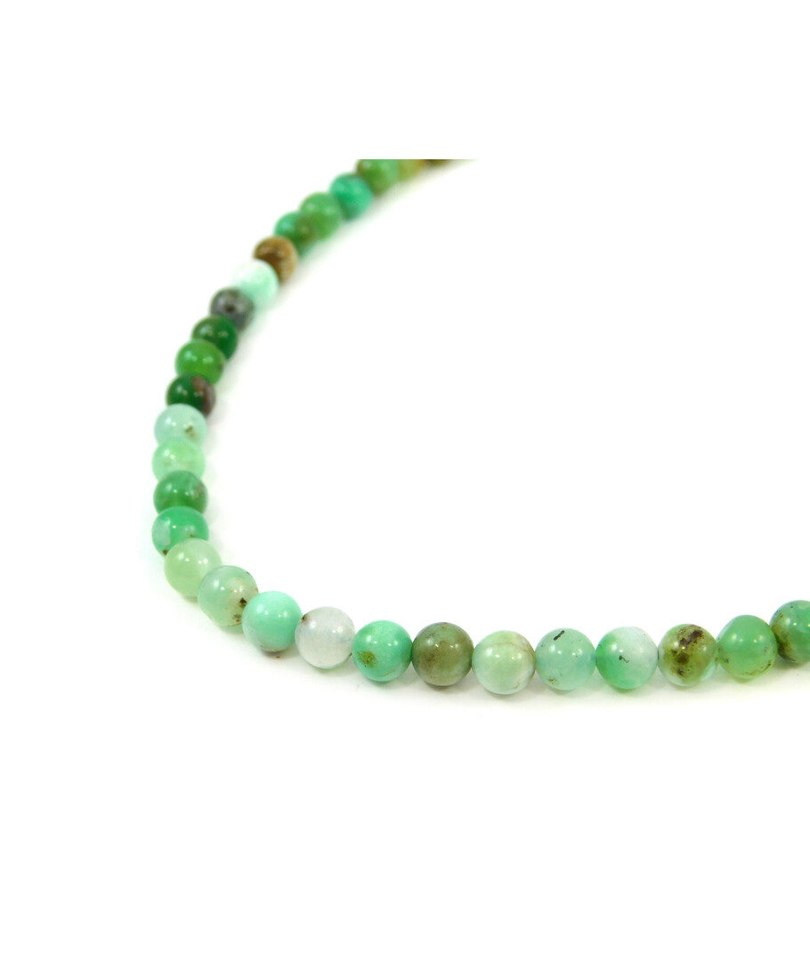 Chrysoprase necklace in rock, silver