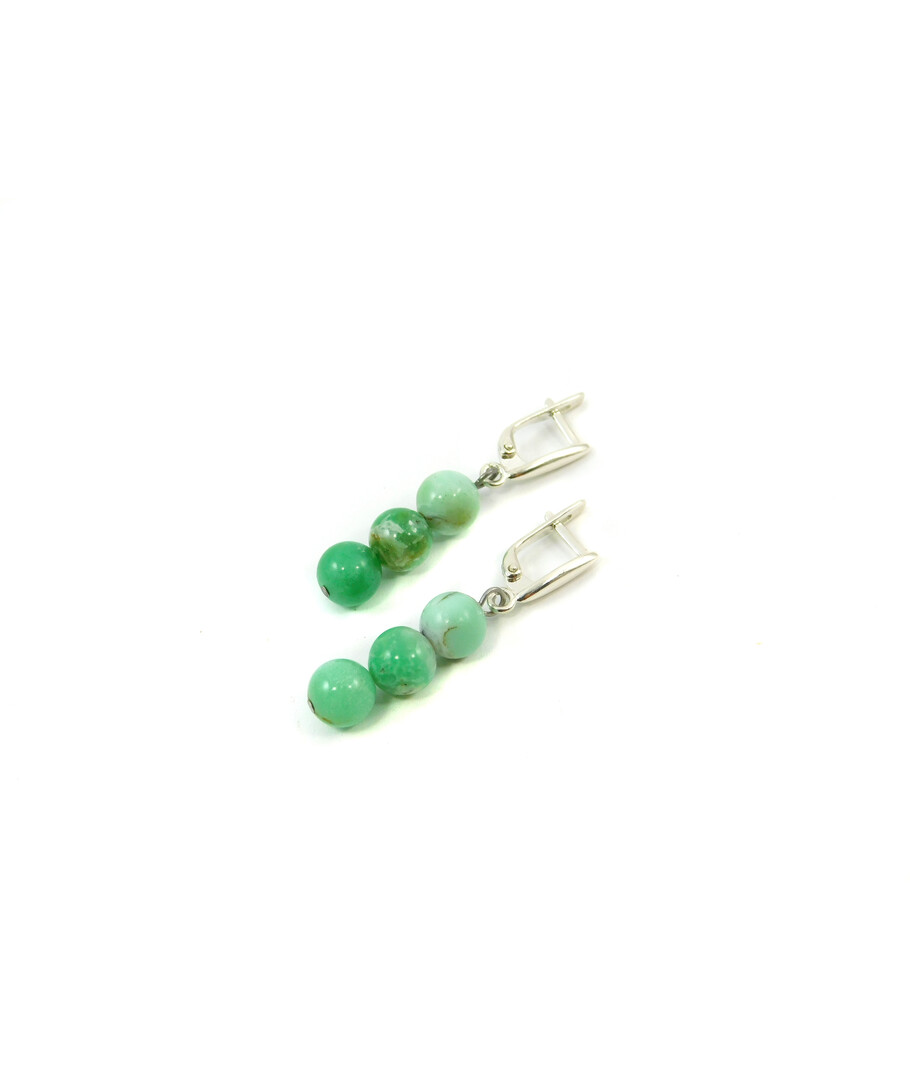 Chrysoprase earrings in rock, silver