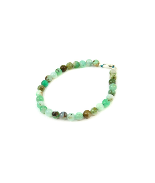 Chrysoprase bracelet in rock, silver