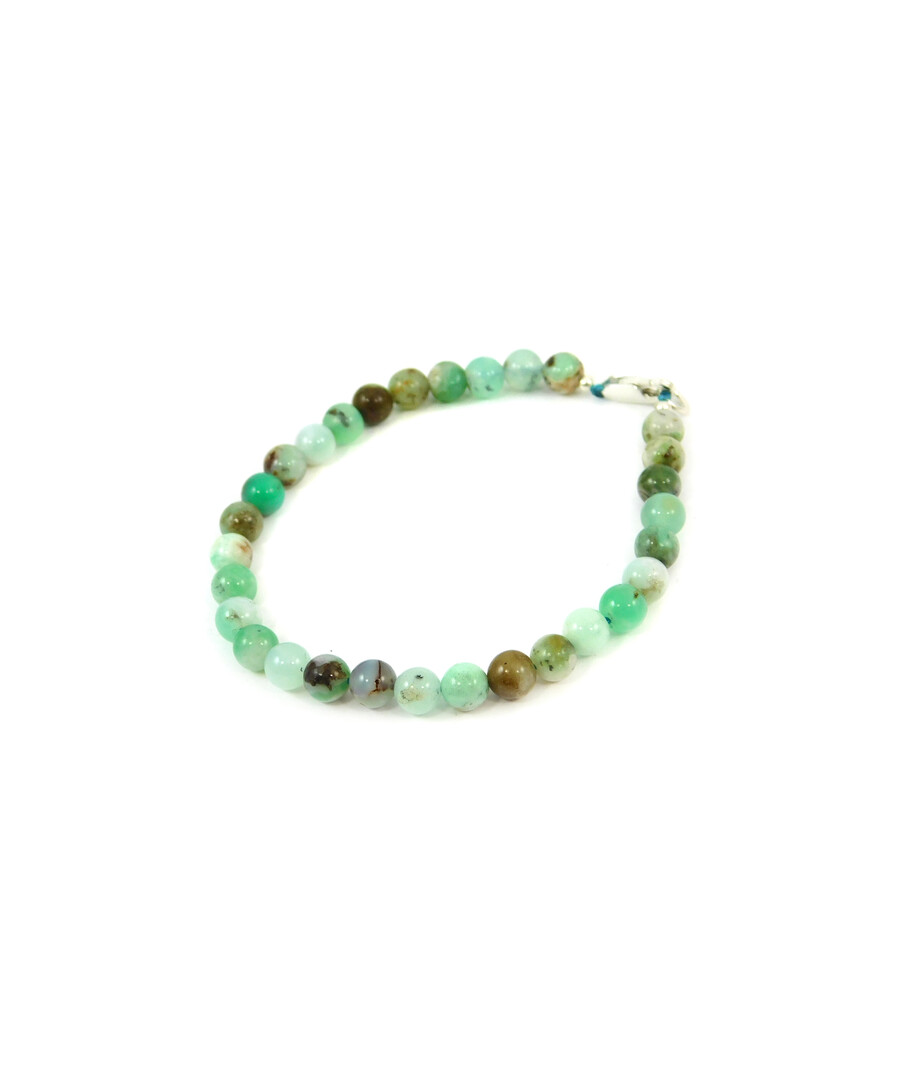 Chrysoprase bracelet in rock, silver