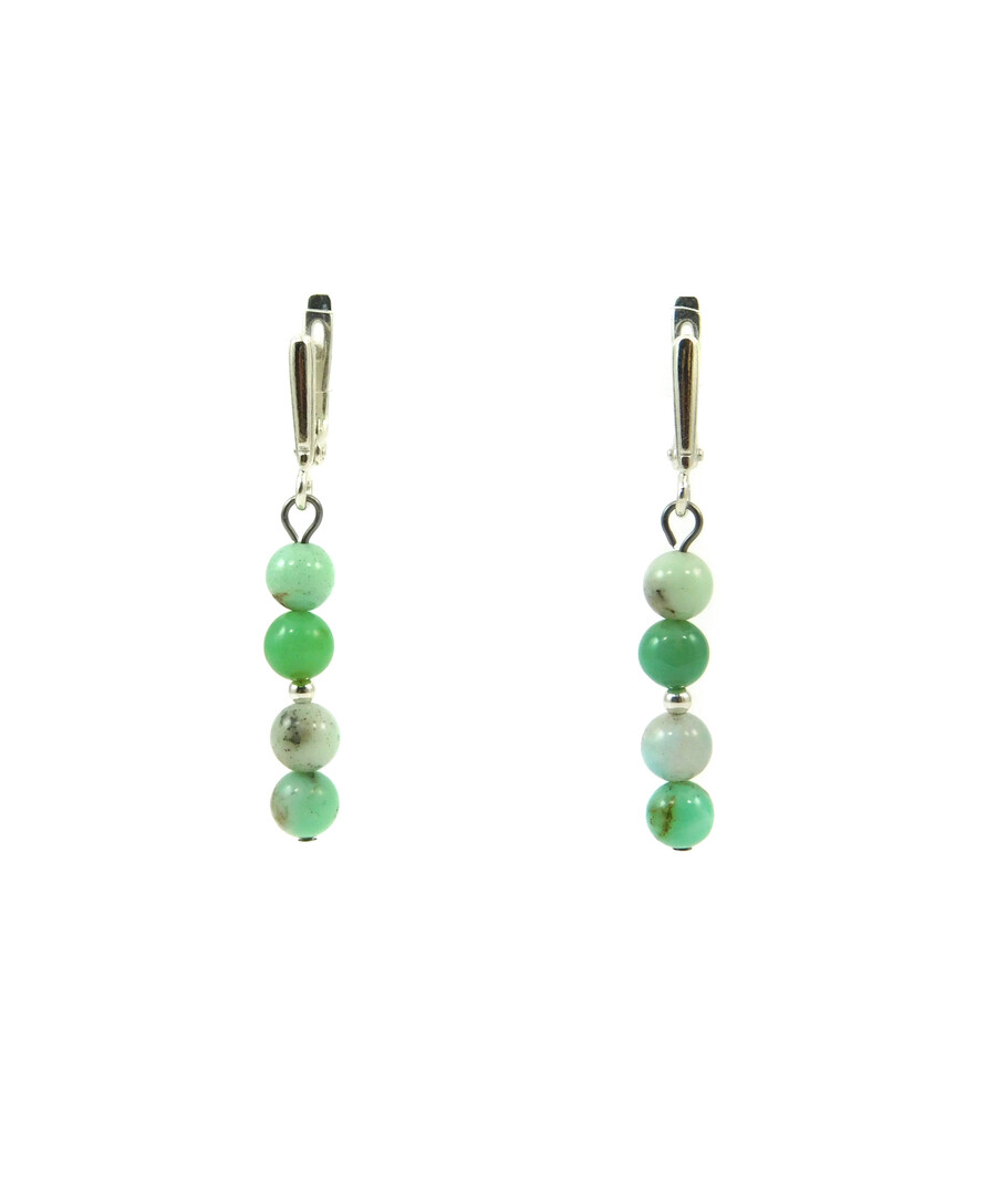 Chrysoprase earrings in rock, silver