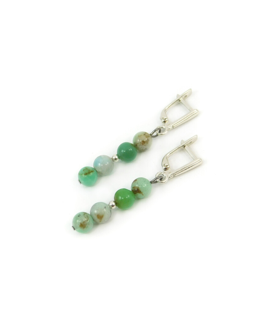 Chrysoprase earrings in rock, silver