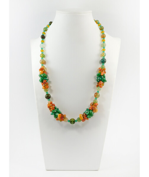 Exclusive necklace "Maple leaves" Agate, Coral, Mother of pearl crumb