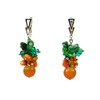 Exclusive earrings &quot;Maple leaves&quot; Agate, Coral, Mother of pearl crumb