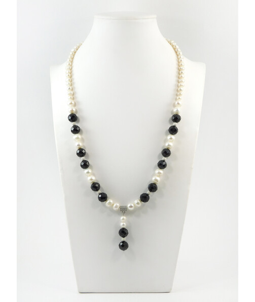 Exclusive necklace "Exquisite grace" Tourmaline facet, Pearls, silver