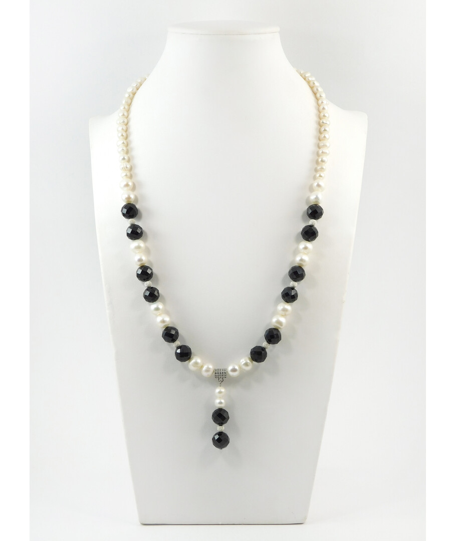 Exclusive necklace "Exquisite grace" Tourmaline facet, Pearls, silver