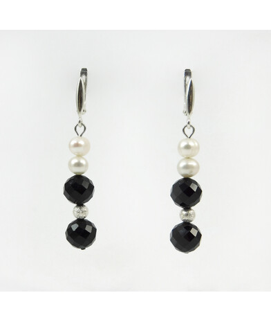 Exclusive earrings "Exquisite grace" Tourmaline facet, Pearls, silver