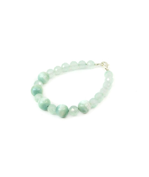 Exclusive bracelet "Angelia" Larimar, quartz face, silver