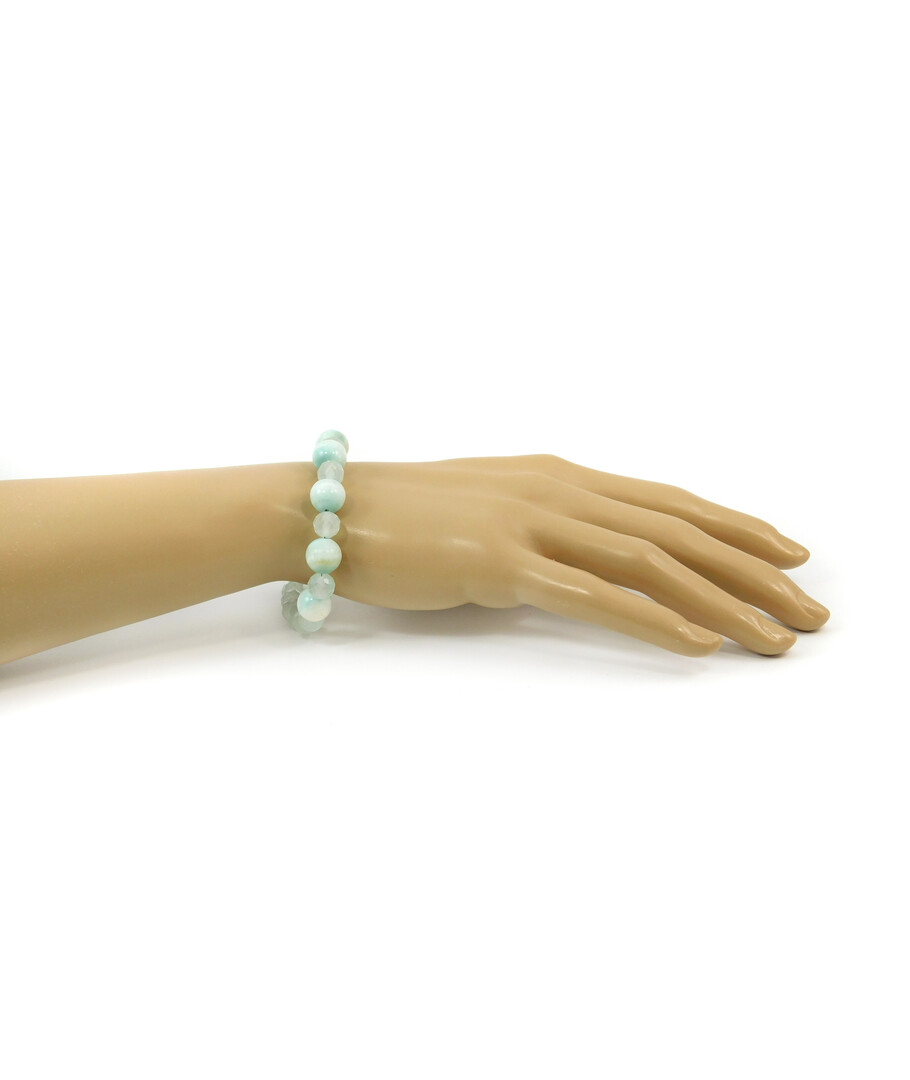 Exclusive bracelet "Angelia" Larimar, quartz face, silver