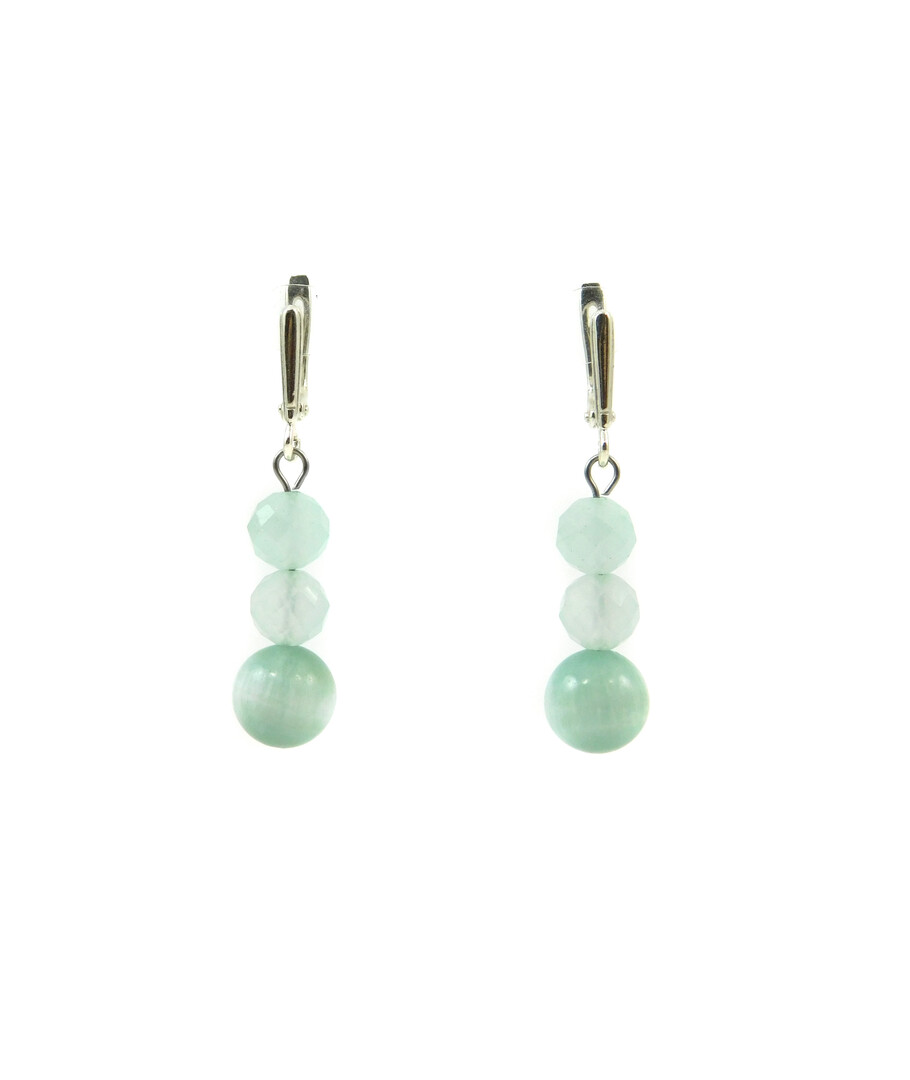 Exclusive earrings "Angelia" Larimar, quartz face, silver