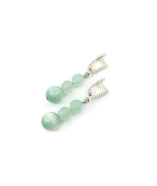 Exclusive earrings "Angelia" Larimar, quartz face, silver